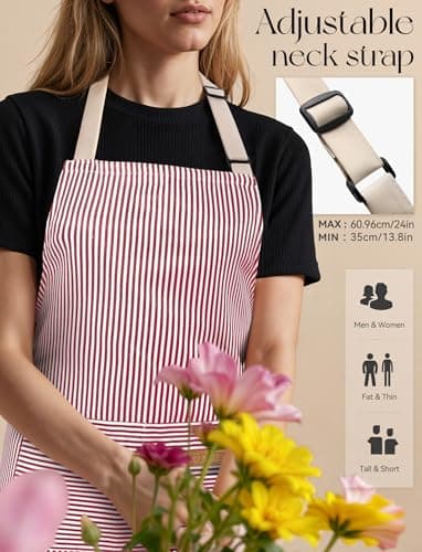 Cardkiss 2 Pack Kitchen Cooking Aprons, Soft Aprons for Women Men with 2 Pockets Chef Apron with Adjustable Neck Strap and Long Tie 5