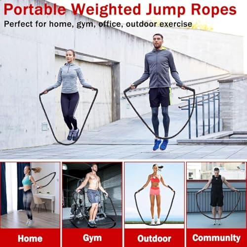 Jump Rope, Weighted Jump Rope for Men Women, 1.5lb Heavy Jumping Ropes for Fitness, Adult Skipping Rope for Home Gym Exercise, Improve Strength and Building Muscle Workout Equipment 7
