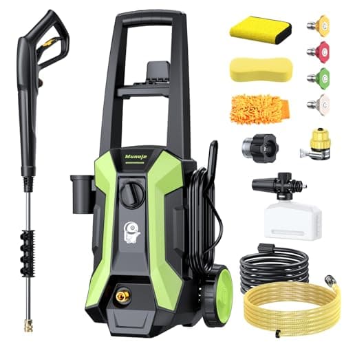 Electric Pressure Washer, 2600PSI Max 2.0 GPM Power Washer with 4 Nozzles, Foam Cannon & Spray Gun, IPX5 High Pressure Washer with 23FT Hose & 16.5FT Power Cord, for Floor/Cars/Fences/Patios