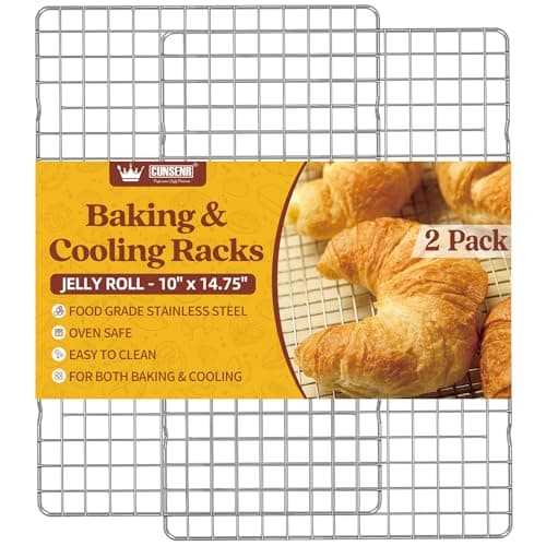 CUNSENR Cooling Rack for Baking and Cooking - 10" x 14.75" Stainless Steel Wire Rack - Heavy Duty Cooling Rack for Oven- Perfect for Jelly Roll Sheet & Cookie Pan, Roasting, Dishwasher Safe - 2 Pack