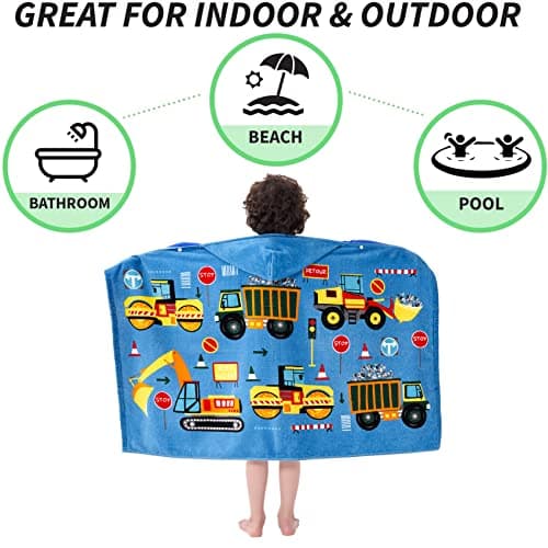 Bavilk Kids Bath Towels, Kids Towel Girls Boys Hooded Beach,Bathroom,Pool Swim Towels 30 × 50 INCH Large Size Ultra Absorbent Cute Cartoon Animal Full Vitality 100% Cotton Wearable Wrap for Child 6