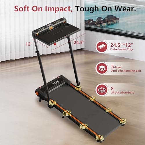 Walking Pad Treadmill with Incline, 4.0HP 3 in 1 Under Desk Treadmill with Removable Desk, 330lbs Capacity Foldable Treadmills for Home/Office, Wristband Remote Control 7