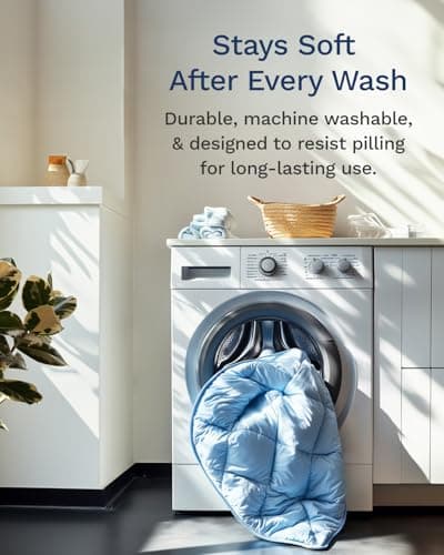 ViscoSoft Queen/Short Queen Microfiber All Seasons Down Alternative Quilted Comforter - Cooling Breathable Premium Soft Reversible Microfiber Duvet Blanket, Light Blue/Dark Blue 8