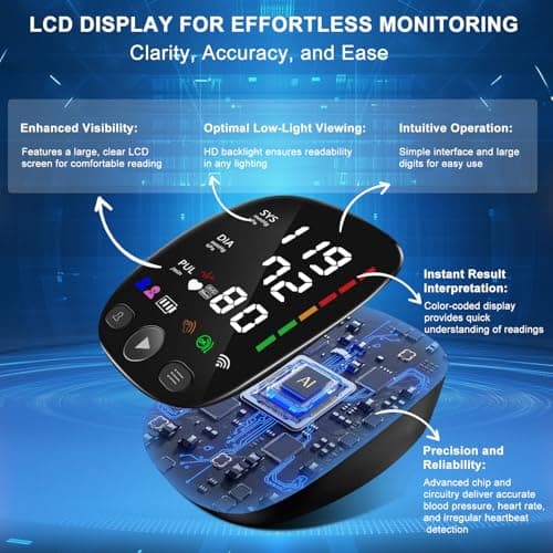 Bluetooth Automatic Blood Pressure Monitor for Home Use - with Adjustable Upper Arm Large Cuff (8.7"-17.3"), App Tracking, LED Display 2 Users 240 Sets Memory, Hypertension Detector 6