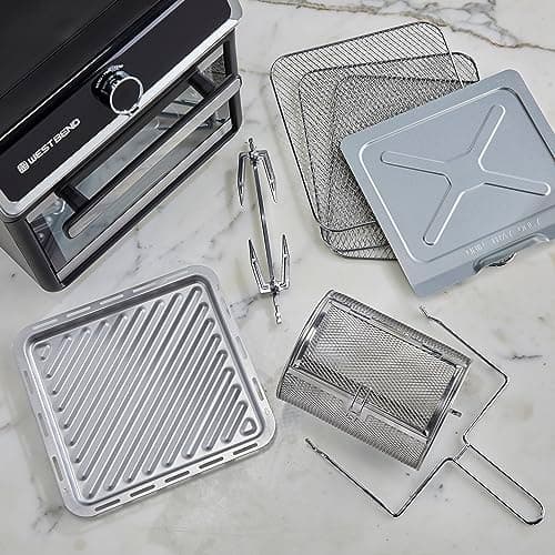 West Bend Air Fryer Oven 15-Quart Capacity with Digital Controls Easy-View Door and 16 Cooking Presets, Includes Eight Cooking Accessories, 1000-Watts, Black 9