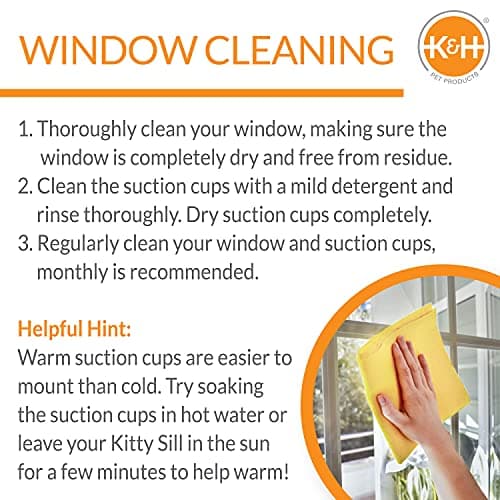 K&H Pet Products EZ Mount Cat Window Perch Bed, Sturdy Cat Window Hammock with Strong Suction Cups, Tool-Free Assembly, Washable Sleeping Pad, Fits 27"W X 11"H Glass Spaces - Tan 5