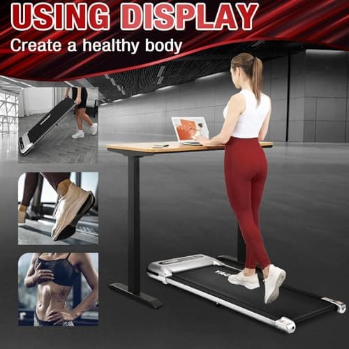 Yagud Under Desk Treadmill, Walking Pad for Home and Office, 2.5 HP Portable Walking Jogging Running Machine with Remote Control and LED Display, Silver 6