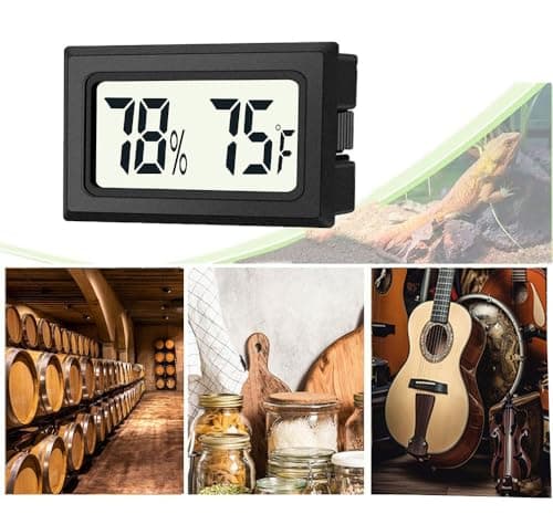 JEDEW 2 Pack Mini Digital Hygrometer Thermometer Gauge, Indoor Outdoor Temperature Humidity Meter for Humidifiers Greenhouse Reptile Plant Humidors, Large LCD Screen, Display in Fahrenheit (℉) (2) 6