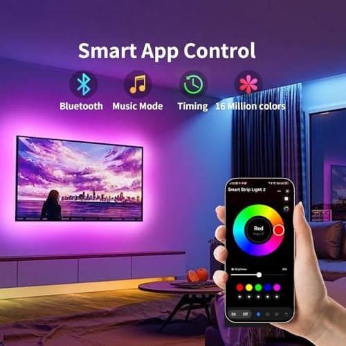 KSIPZE LED Lights for TV, 16.4ft TV led Backlight for 45-75 Inch TVs RGB TV Backlight Behind Music Sync Smart APP & Button Control TV LED Strip Lights USB Powered for Bedroom/Gaming 3