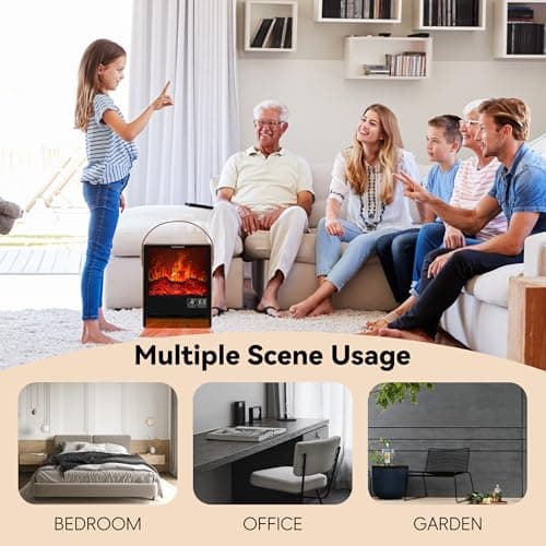 Portable Electric Fireplace Heater for Indoor Use,Fake Fireplace Space Heaters 1500W High Power,Small Fireplace with Realistic 3D Flame Effect,Mini Heater with Overheat and Tilt Protection 6