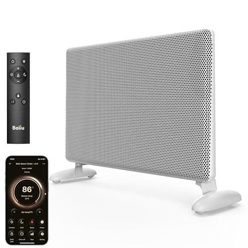 Ballu Mica Infrared Space Heater Indoor Use,Large Room Panel Heater with Programmable Thermostat,WiFi App Control,Portable Stand or Wall Mount,Energy Efficient Smart Quiet Heater,Work with Alexa,White