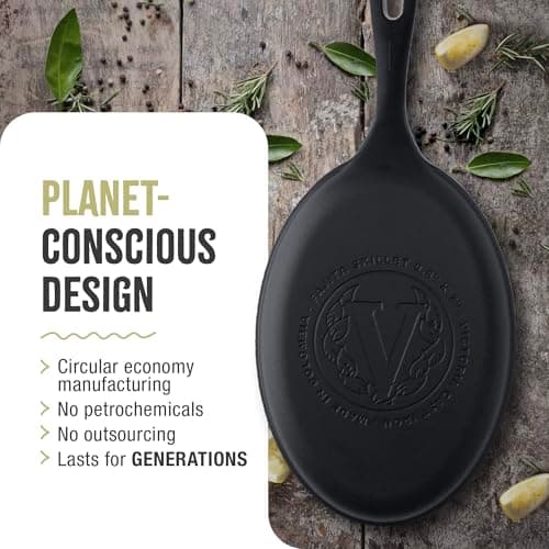 Victoria Cast Iron Fajita Skillet, Black Oval Cast Iron Serving Platter, Made in Colombia 7