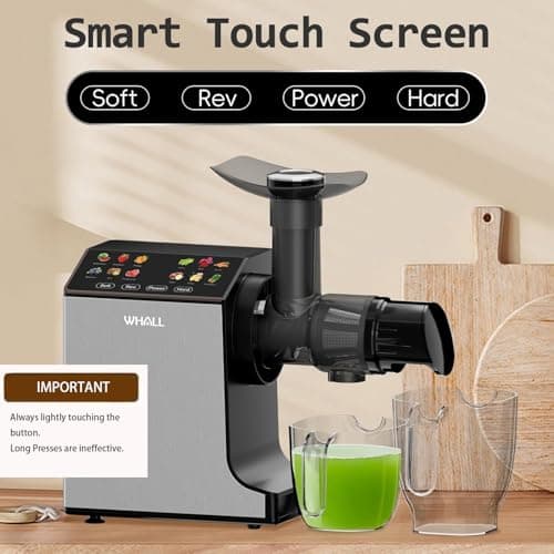 whall Masticating Slow Juicer, Professional Stainless Juicer Machines for Vegetable and Fruit, Touchscreen Cold Press Juicer with 2 Speed Modes,Silver 2