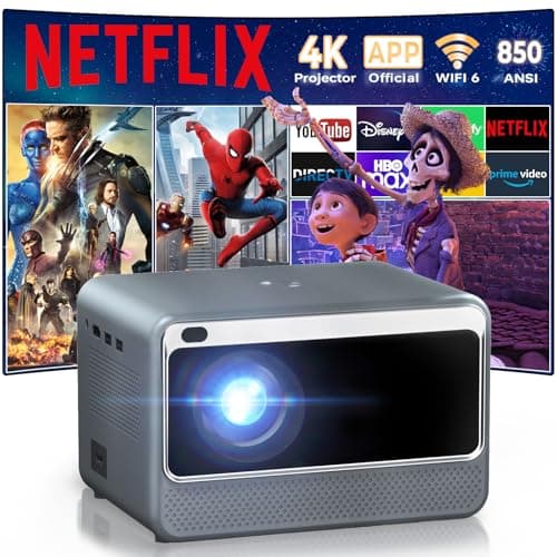 Smart Projector Wifi Bluetooth Outdoor: [Netflix Licensed&YT/Prime Video] 4K Support Movie Projector Built in App 400" Zoom Indoor Home Ceiling Portable Projector with iOS/Android/Win/HDMI