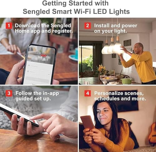 Sengled WiFi Light Bulb - Smart Bulbs That is Compatible with Google Assistant, A19 Daylight (5000K) - No Hub Required, 800LM 60W High CRI)60 Equivalent, 4 Count (Pack of 1) 11