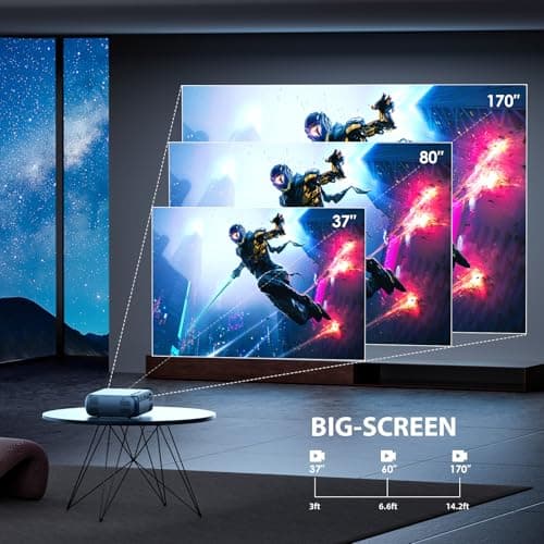 Mini Projector, iTJQ Portable Projector 1080P Supported for Indoor Outdoor Movies, Phone Projector Compatible with iOS/ Android, Laptop, TV Stick/ PS5, USB/HDMI/Type-C (Silver, VF370) 6