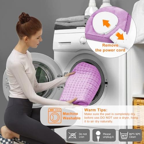 Deepsoon Heating Pad,Electric Heating Pads for Back,Neck,Abdomen,Moist Heating Pad for Shoulder,Knee,Arms,Legs,Dry/Moist Heat & Auto Shut Off,Christmas Gifts for Men and Women,Light Purple,24x12 Inch 9