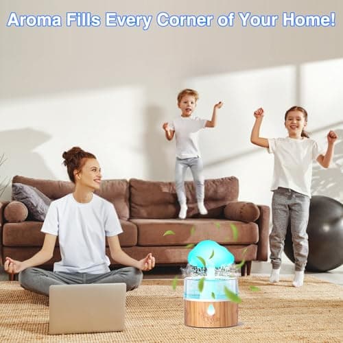 Cloud Humidifier Rain Water Drip 260ML Mushroom Cloud Diffuser Rain Aromatherapy Essential Oil Diffuser Rain Drop Humidifier with 7 Colors Night Lights for Sleeping Relaxing Desk 6