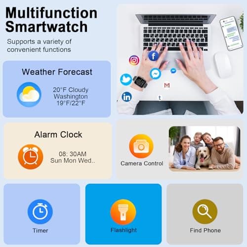 Smart Watch, 1.91" Smartwatch for Men Women (Answer/Make Call), Fitness Tracker with 100+ Sport Modes, IP68 Waterproof, Heart Rate/Sleep Monitor, Spo2, Pedometer, Activity Tracker for Android iOS 6