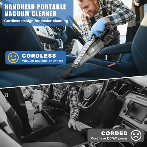 SAKOLD Car Vacuum Handheld Vacuum Cordless with Powerful Suction, Type-C Charge, 2 Suction Modes, 6-in-1 Portable Mini Vacuum for Home, Car, Office Desk, Keyboards 6