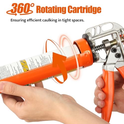 Holothurian Caulking Gun, Caulk Gun No Drip,Sealant Finishing Tool Grout Scraper for Kitchen Bathroom Window Sink Joint, 1/10 Gallon Cartridge, 20:1 Thrust Ratio 6