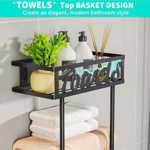 HapiRm Towel Rack Bathroom Storage - 3 Tier Over The Door & Wall Mounted Rolled Towel Racks Holder Organizer with Metal Shelf and 6 Hooks for Small Bathroom, Camper, Rv - Black (for 1.77 in Doors) 9