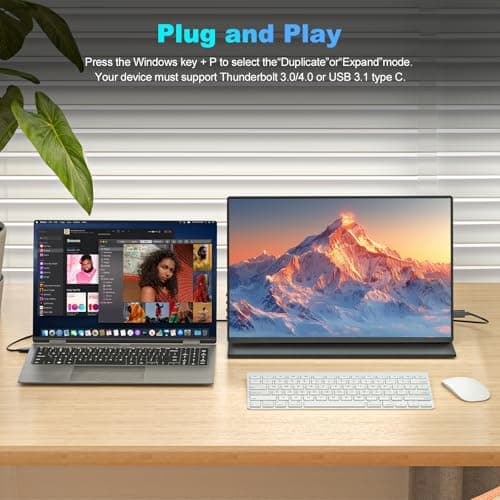 COOLHOOD 15.6" Portable Monitor,FHD IPS 1080P Laptop Monitor USB C HDMI Gaming Ultra-Slim Screen w/Invisible Stand & Speaker,Plug&Play,External Monitors for Laptop 5