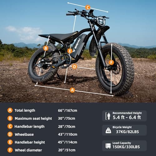 BIGNIU BG-S Electric Bike for Adults – 20"x4.5" Fat Tire, 1200W Motor, 48V 15Ah Battery, 7-Speed, Dual Disc Brakes for Off-Road and City Riding (Black) 6