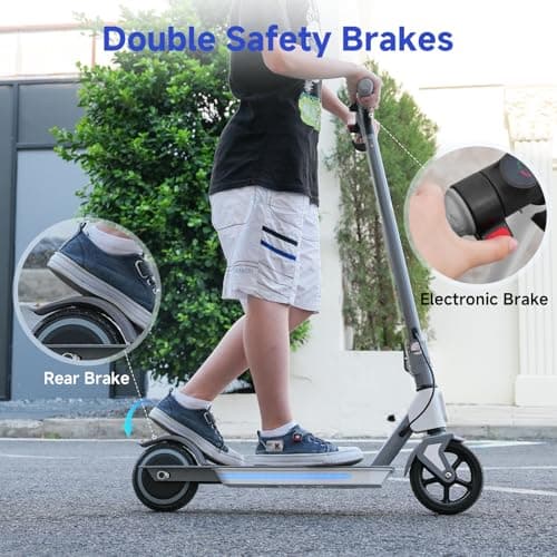 isinwheel S4 Electric Scooter for Kids Ages 6-14, 200W Foldable Kids Electric Scooter with 3 Speeds (5/8/12 Mph), LED Display, Colorful Lights, Gift for Kid 5