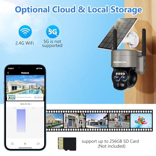 BEENOCAM 4K/8MP Solar Security Cameras Wireless Outdoor, Dual Lens 360°PTZ Solar Camera Outdoor Wireless Cameras for Home Security with 2.4/5GHz, PIR Human Detection, Color Night Vision, 2-Way Audio 7