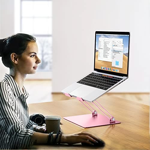 BESIGN LS10 Aluminum Laptop Stand, Ergonomic Adjustable Notebook Stand, Computer Holder Compatible with Air, Pro, Dell, HP, Lenovo More 10-14" Laptops, Pink 7