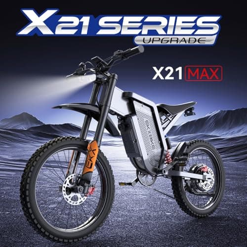 EKXBIKE X21 Electric Bike for Adults 2000W 35AH Samsung Battery Mountain Motorcycle Men Snow Electric Bike, 30MPH +, 7 Speed, Hydraulic Oil Brake, 20 Inch * 4.0 Off-Road Tire Electric Bicycle Adult 6