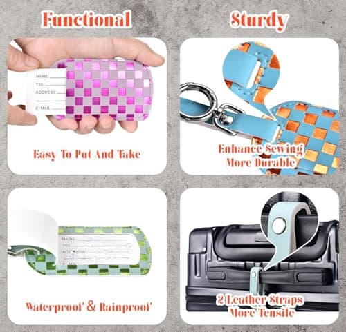 Luggage Tags for Suitcases Travel Accessories: Leather Luggage Tag 3 Pack TSA Approved Airplane Travel Essentials for Women, Bag Tags for Luggage Long Flight Must Haves Travels Gift Airport Essentials 5
