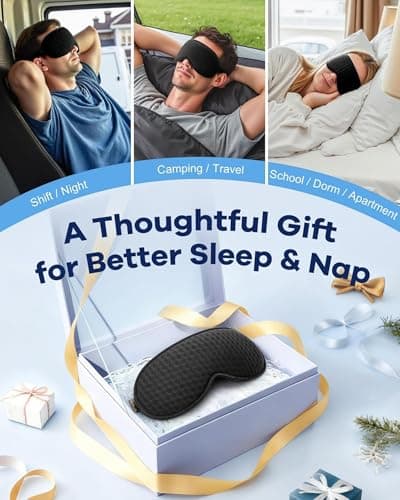 Blackout Weighted Eye Mask for Sleeping: 3D Contoured Gentle-Pressure Sleep Mask for Men & Women - Airplane Travel & Night Shift Essentials, Zero Eye Pressure, Breathable Blindfold, Black 9