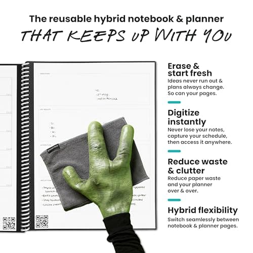 Rocketbook Fusion Hybrid Reusable Planner and Notebook in One, Additional Blank Pages, Goal and Project Tracker, Undated Planner, Letter Size 8.5x11, Black (Pack of 1) 5