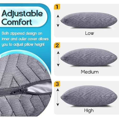 1 MIDDLE ONE Travel Pillow for Sleeping Camping, Memory Foam Small Pillow with Breathable Cover for Backpacking, Airplane, Car (15.5 X 12 Inch) 8