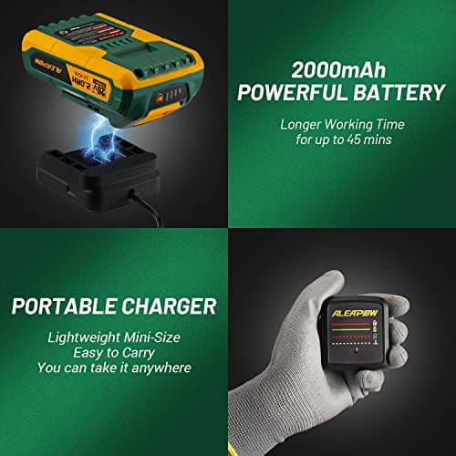 ALEAPOW D10 Cordless Brushless Drill Driver Kit, 20V, 2-Speeds(0-1650RPM), 350 In-lbs, 3/8' Keyless Chuck, 20+1 Torque Setting, 2.0Ah Battery, Charger, LED, 38 Pcs Drill/Driver Bits 6