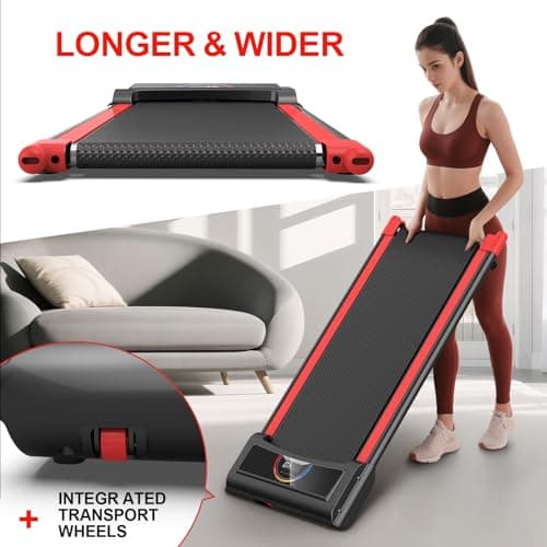 Walking Pad 2 in 1 Treadmills for Home Under Desk Small Walking Treadmill Portable Mini Treadmill Running Exercise Machine 265 lbs Capacity with Remote Control Bluetooth LED Display Cardio Training 5