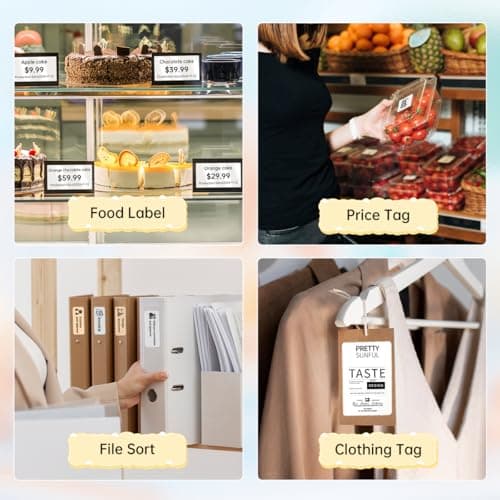 HPRT NEW1 Label Printer 2 Inch Portable Inkless Bluetooth Label Maker for Small Business, Home, School, Sticker Printer for Address, Logo, Barcode, Clothing, with Automatic Label Recognition（White） 5