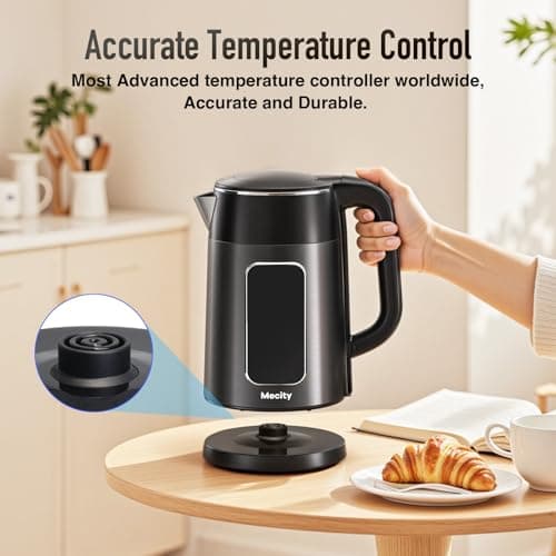 Mecity Electric Kettle 1.7L Touch Screen Temperature Control Water Boiler, No Plastic Contact with Water. 6 Preset Temperature Programs, 2 Hours Keep Warm, Auto Shut Off, Dark Grey 8