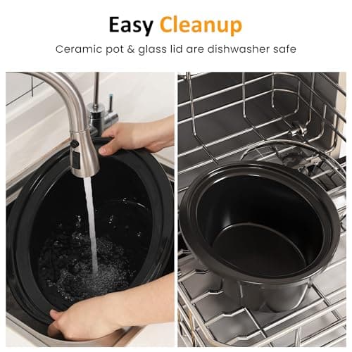 Sunvivi 4QT Programmable Slow Cooker with Locking Lid, Removable Ceramic Pot, 3 Heating Settings & Timer, Dishwasher-Safe, Stainless Steel 6