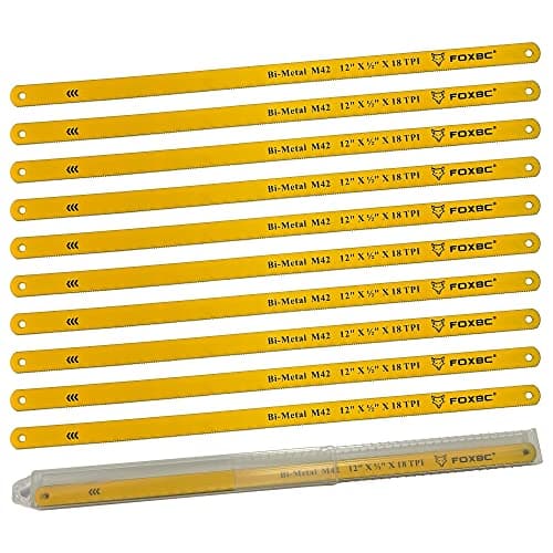 FOXBC 12 inch Hacksaw Blade 18 TPI, Bi-Metal M42, Metal Cutting, 10-Pack