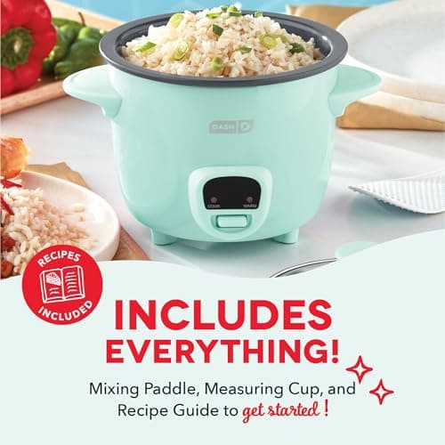 Dash Mini Rice Cooker - Designed for Single-Serve Cooking - Compact Rice Cooker with Nonstick Removable Pot, Keep Warm Function & Easy-to-Clean Sleek Design - Aqua 6
