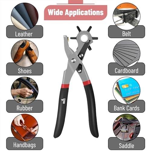 UNCO Leather Hole Punch Tool - Multi Size Punch for Belts & Leather - Belt Punch for Leatherwork 6