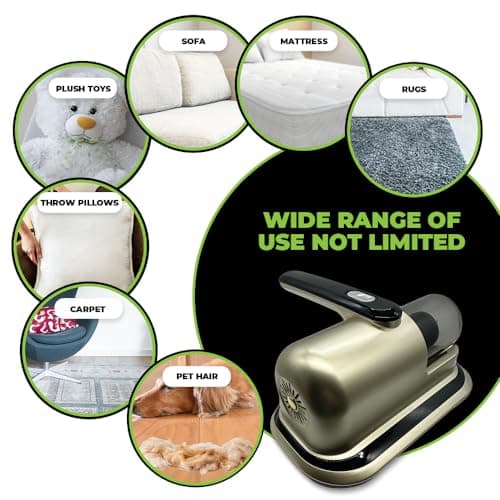 MHM Cordless Mattress Vacuum – UV Sanitizing Bed Vacuum Cleaner for Deep Cleaning, HEPA Filter, Handheld Sleep Vac, Aspiradora para Cama y Colchones (Golden) 6