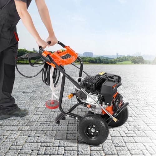 VEVOR Gas Pressure Washer, 3500 PSI 2.6 GPM, Gas Powered Pressure Washer with Aluminum Pump, Spray Gun and Extension Wand, 5 Nozzle Set, for Cars, Fences, Homes, Driveways, Patios Furniture Horizontal 8