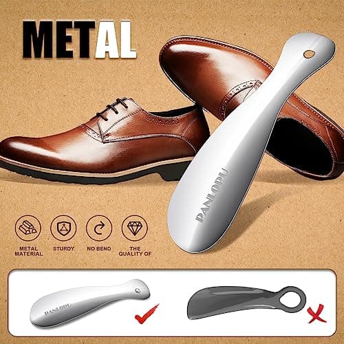 PANLOPU Metal Shoe Horn 7.5Inch Portable Quality Stainless Steeln Shoe Horn Fashion Travel (Silvery) 5