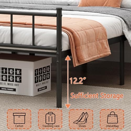 DIIYIV Queen Bed Frame-Classic Metal Platform Bed Frame,Mattress Foundation with Steel Slat Support,Under Foundation Storage,No Box Spring Needed, Easy Assembly, Queen Size 6
