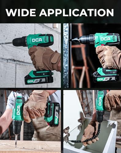 DCA Cordless Drill Set, 354 in-lbs Torque, 3/8" Keyless Chuck, Electric Power Drill with 2.0Ah Battery and Charger,18+1 Position,25-Piece 20V Drill Driver Kit, ADJZ2035 8