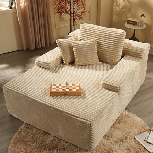 Oversized Chaise Lounge Chair Indoor - 67" Upholstered Sofa Bed Lounge Couch Chair,Reading Chair Sleeper Cloud Sofa Couch,Plush Chair Bed for Living Room Bedroom (Beige)